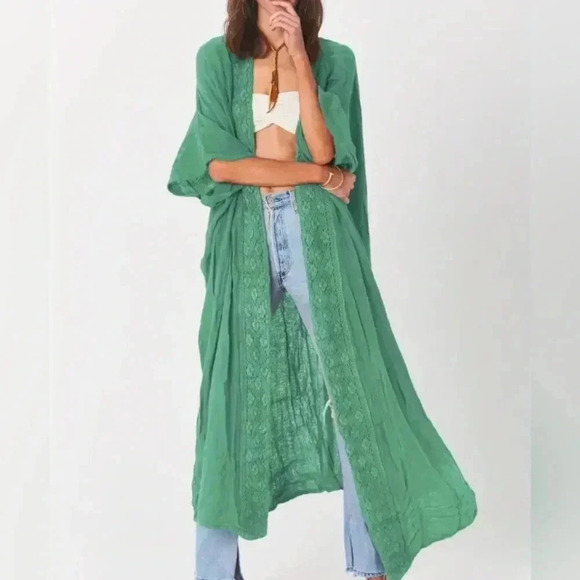 NWT Long Green Open Kimono OSFM - Picture 5 of 5